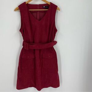 Kancy Kole Women’s V Neck Sleeveless Corduroy Burgundy Mini Dress size M